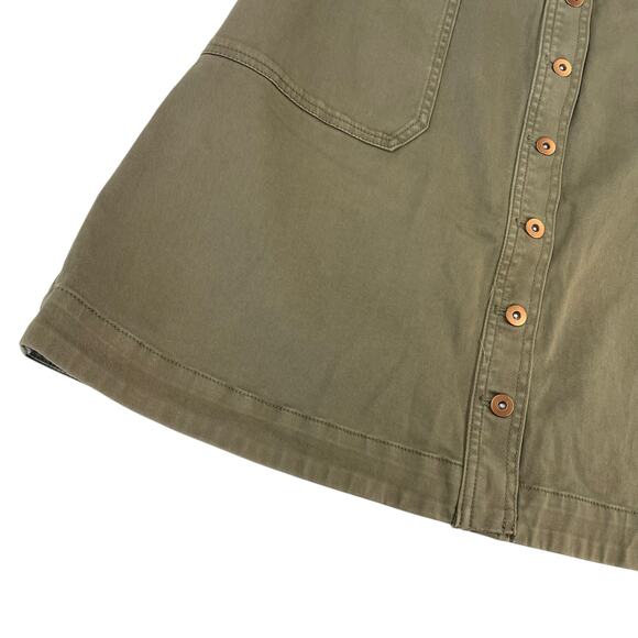 Pilcro and The Letterpress Dark Green Button Front Utility Skirt Womens 10 - Picture 2 of 7